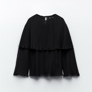 NWT Zara Black Pleated Blouse